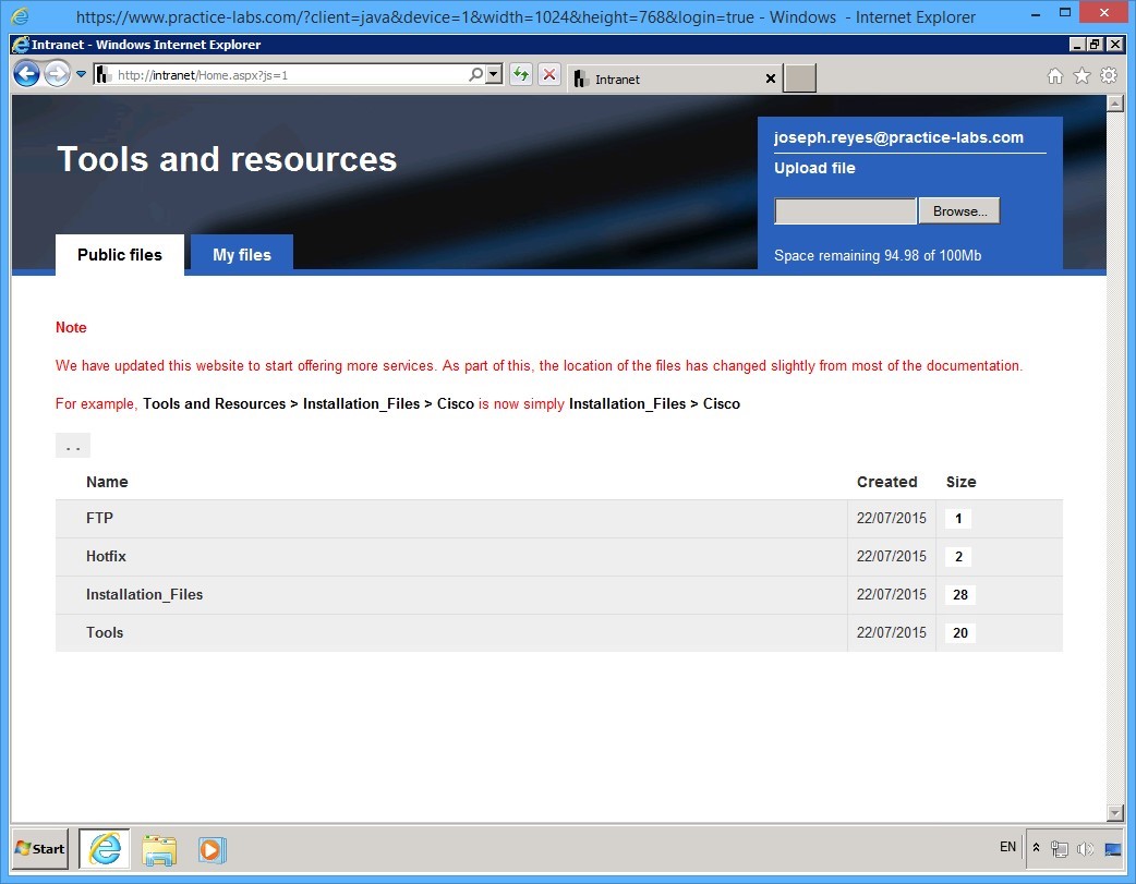 Practice Labs screenshot.